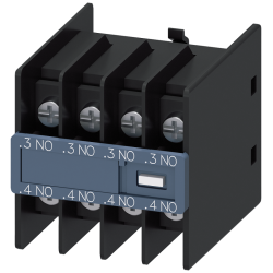 Модуль блок-контактов 4НО: 1НО 1НО 1НО 1НО д. вспом. контакторов и контакторов для коммутации электродвигателей типоразмер S00 и S0 выводы под кольцевые кабельные наконечники din en 50005 Siemens 3RH29114FA40