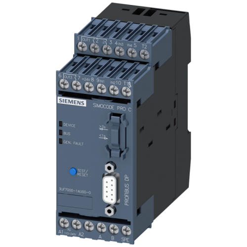 Модуль базовый 1 SIMOCODE pro c profibus dp-интерфейс 12 мбит/с rs485 4 входа / 3 выхода свободно параметрируемые us: AC/DC 110-240В термисторная защита двигателя моностабильные выходы Siemens 3UF70001AU000