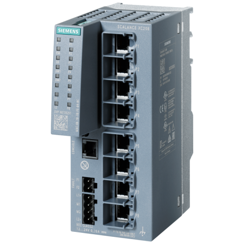 Коммутатор управления SCALANCE XC208 слой 2 IE Switch; 8х10/100Мбит/с RJ45 портов; диап. температур от -40град.C до +70град.C монтаж на станд. рейку /S7 Profile Rail/Wall Office Siemens 6GK52080BA002AC2