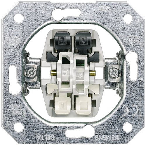 Выключатель 2-кл. 1мод. СП Delta 10А IP20 механизм Siemens 5TA2155